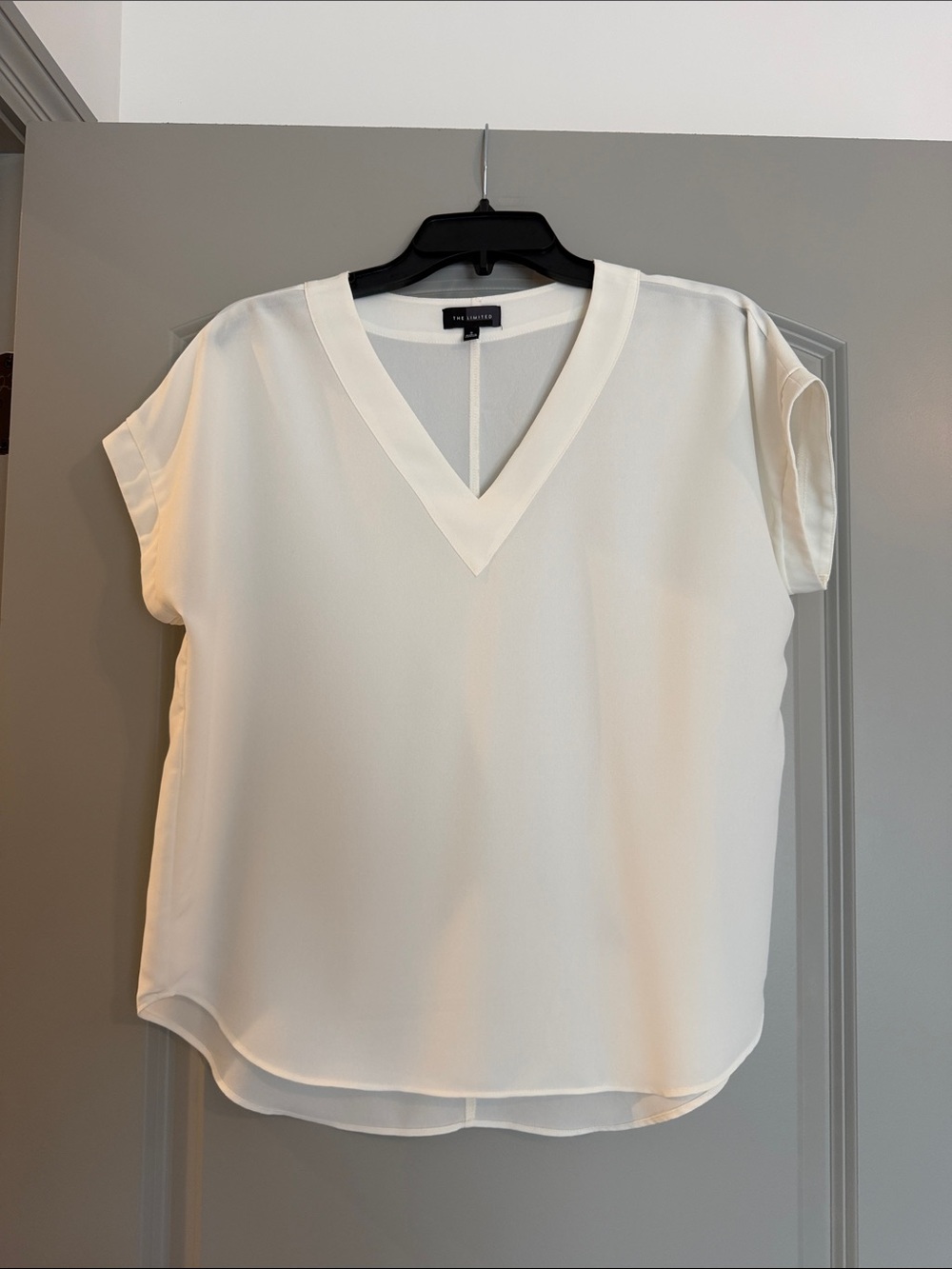 The Limited Ivory V-Neck Cap Sleeve Blouse
